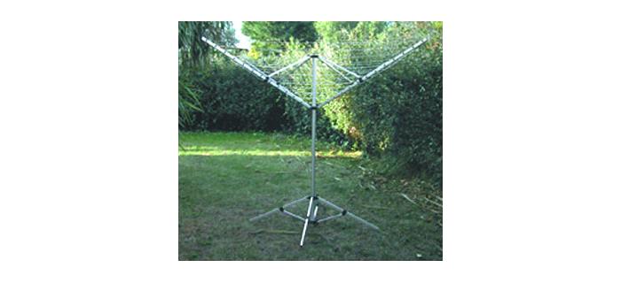 Séchoir Etendoir Parapluie 50 M 4 Bras avec Trépied + Crémaillère Noire Incluse 180 x 190 x H.220 cm - séchoir à linge extérieur sur pieds - étendoir à linge extérieur Jardin avec trépied - 180 x 190 x H.220 cm