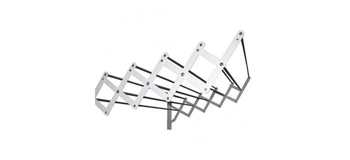 Sauvic 89760 Séchoir Extensible Plastifié Blanc avec 10 Barres en Aluminium 100 cm - Séchoir à Linge Intérieur Extérieur 100 cm 10 barres - 100 x 78 x 26,5 cm 