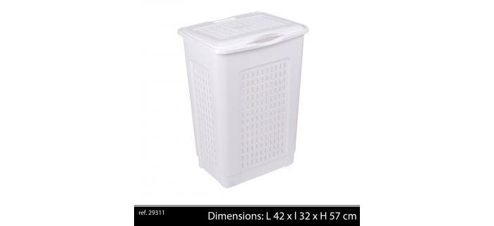 Coffre à linge 50 litres blanc plastique en polypropylène - Coffre à linge plastique - L.42 x l.32 x H.57 cm