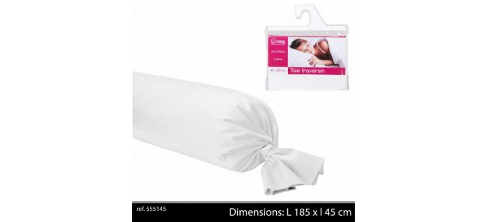Taie de Traversin Blanc Pour Lit 2 places - Taie Traversin 2 Personnes Blanc - Taie Traversin 45 x 185 Blanc Uni POLYESTER