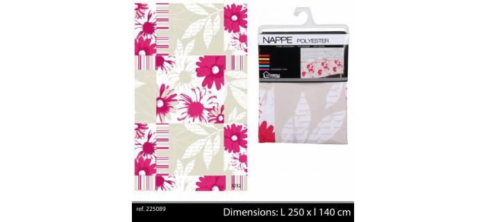 Nappe Textile Polyester Infroissable Anti-Tâche FLOWER FUSHI - Nappe de Table Rectangulaire 100% Polyester FLOWER FUSHI - 140 x 250 cm