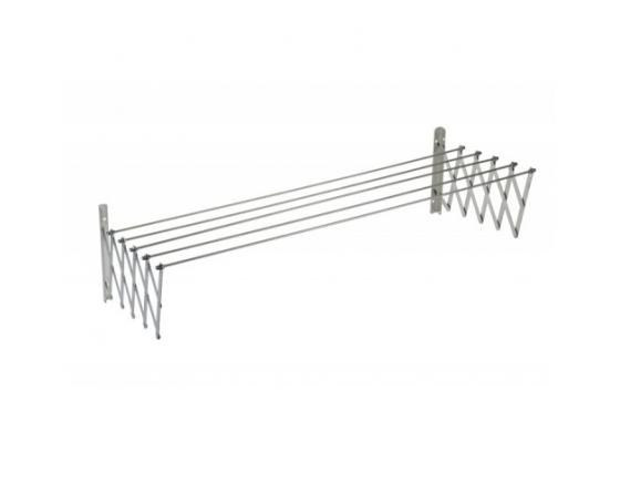 Séchoir Extensible 100 cm 5 Baleines en Acier Inoxydable 18/10 SAUVIC 90795 - Étendoir à Linge Extensible 100 cm en Acier Inoxydable 18/10 - 100 x 13 x 18.5 cm