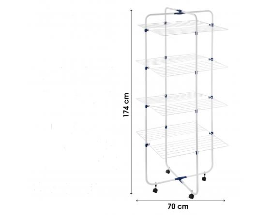 Séchoir à Linge 40 mètres Tour 4 niveaux Tancarville Etendoir 4 étages avec  roulettes multidirectionnelles H.174 x L.70 x l.70 cm