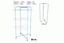 Séchoir à linge tour 3 niveaux à renforts tancarville 30 M - séchoir 3 tours articulé sur pieds - H.135 x l.71 cm