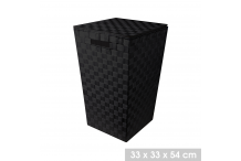 Lot 2 panier de rangement Noir 50 litres avec couvercle - L. 33 x l. 33 x H. 54 cm